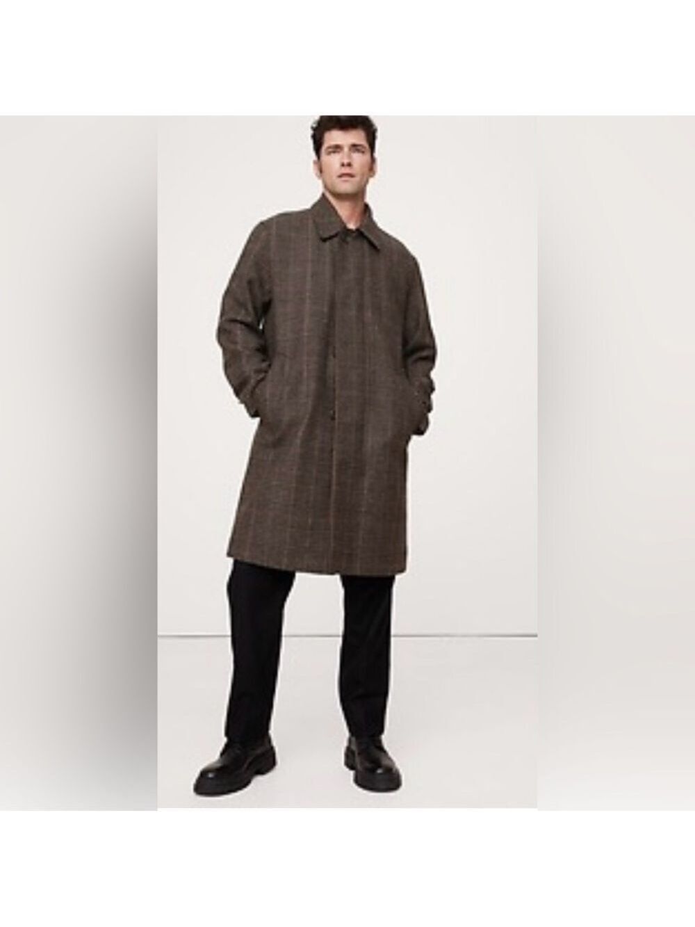 Banana Republic Wool Italian Plaid Car Coat Overcoat NWT L Career Corpcore - Picture 1 of 6